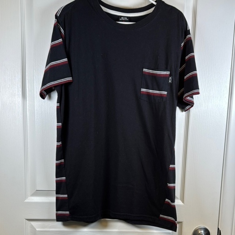Oakley Black Stripe Pocket Shirt Size Large EUC #5613